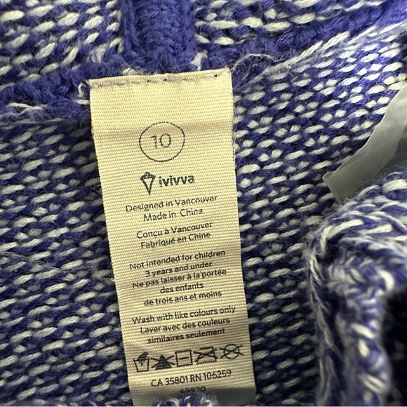 Ivivva knit girls Blue Striped Sweater size 10 - Picture 5 of 6